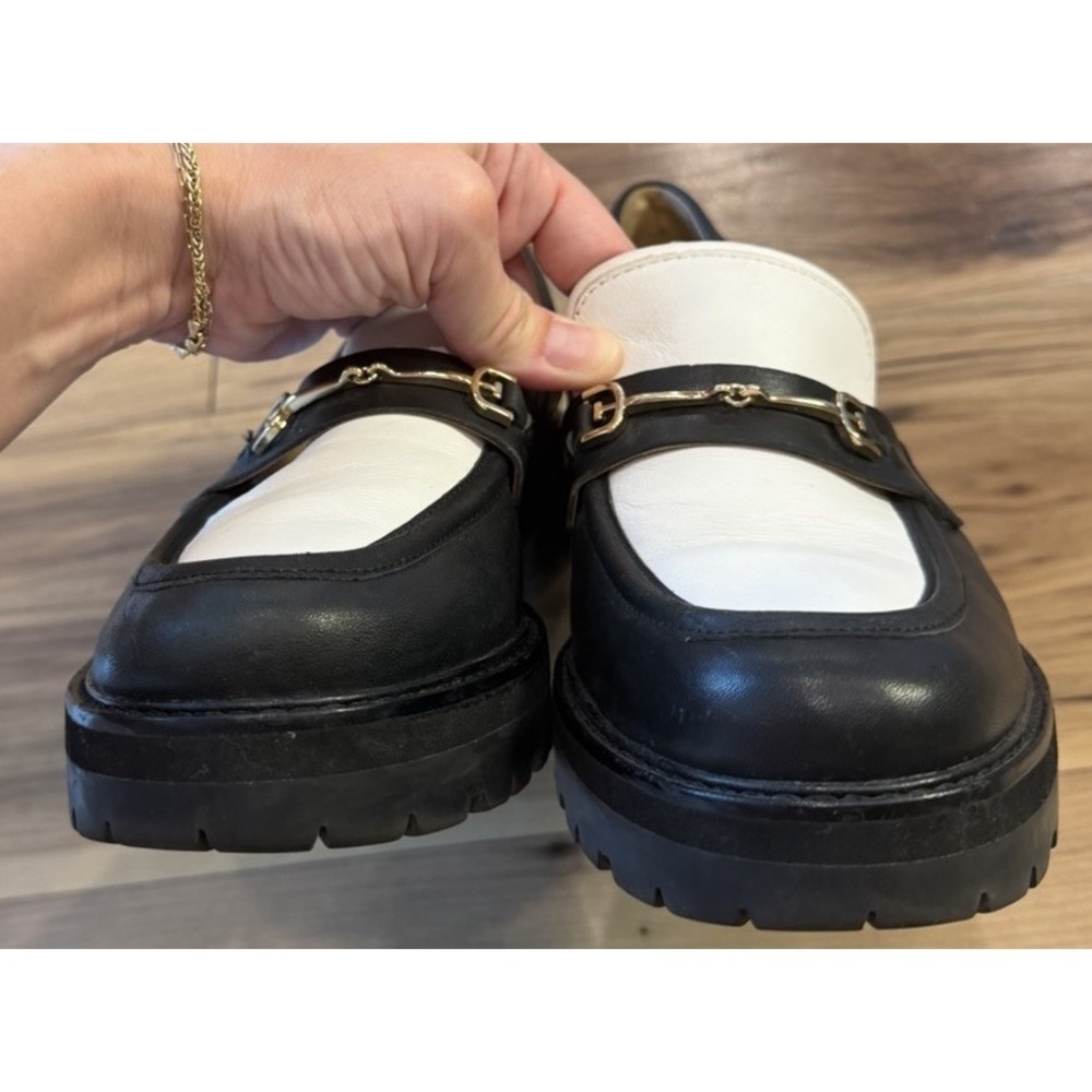 Sam Edelman Tully Bit Loafers Womens 9M Black White Leather Lug Sole Shoes - Picture 6 of 16